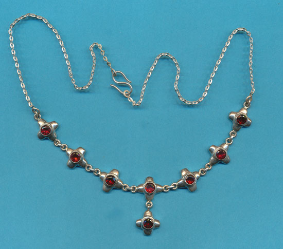 8 Stone Cross Necklace