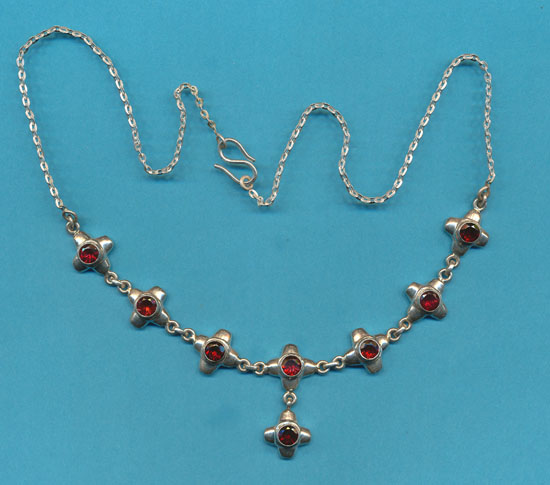 8 Stone Cross Necklace