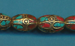 Brass Oval with LoopsTurquoise and Coral