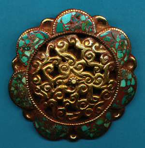 Brass Repose with turquoise