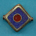 Brass square, lapis with coral circle center.JPG