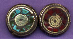 Concentric Disc Beads Turquoise and Coral
