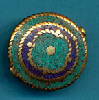 Flower in Circle Disc Lapis and Turquoise.JPG
