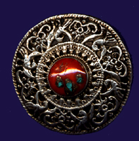Heavy Carved Disc with coral