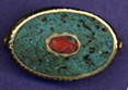 Inlayed Brass Bead Turquoise, oval
