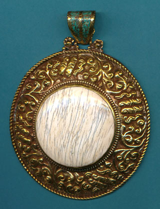 Large Brass with Shell Pendant
