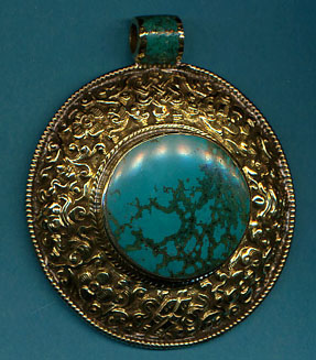 Large Circular Pendant with Turquoise