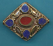 Large Diamond Shaped Lapis with Coral, (BD059LC)