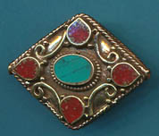 Large Diamond Shaped Turq. with Coral, (BD059TC).JPG