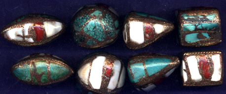 Nilofur Brass with Turq., Coral and Shell