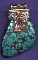 Turquoise with coral accents
